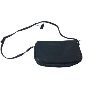 SABRINA Women's Navy Blue Leather Purse with Long adjustable strap